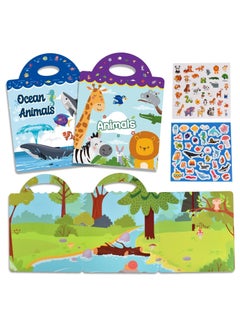 KASTWAVE Reusable Sticker Book for Kids, Animal & Ocean Animal Waterproof Stickers  - Image 1