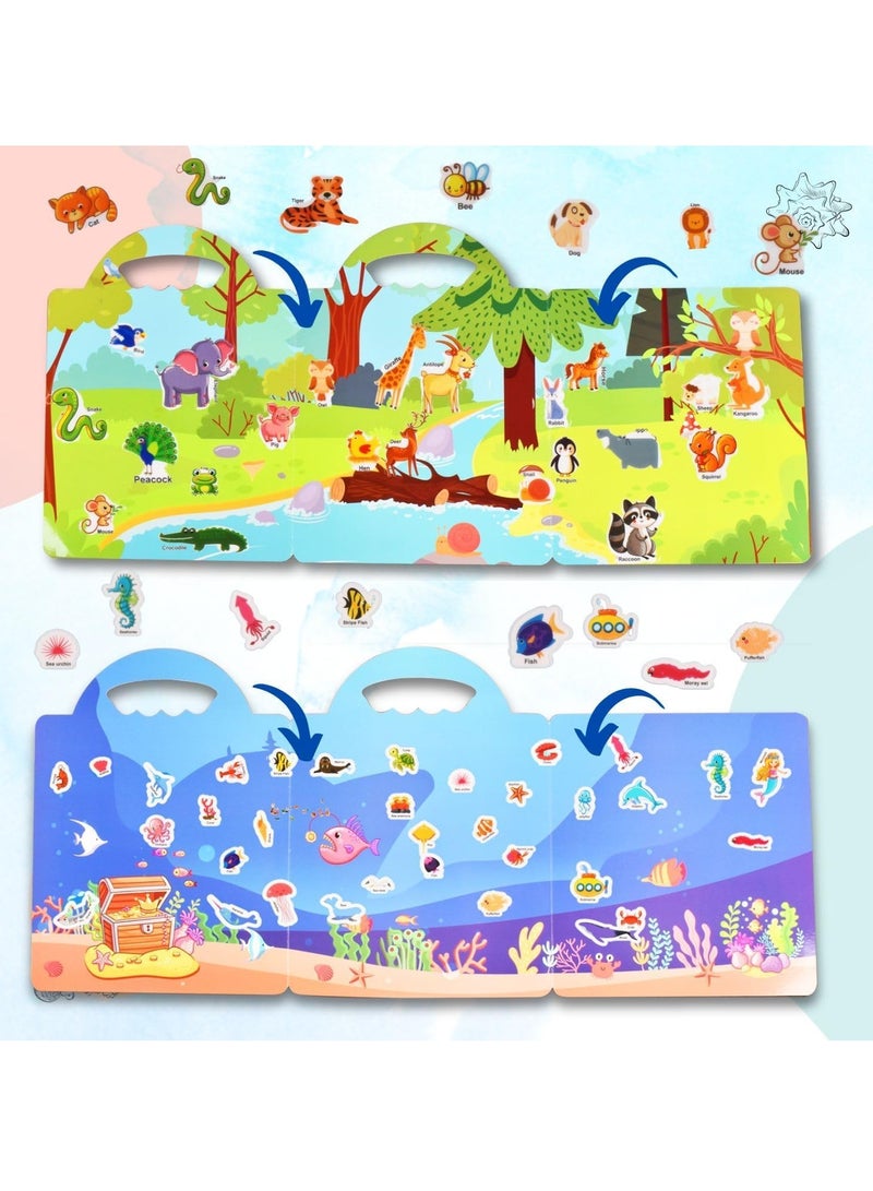 KASTWAVE Reusable Sticker Book for Kids, Animal & Ocean Animal Waterproof Stickers - Image 2