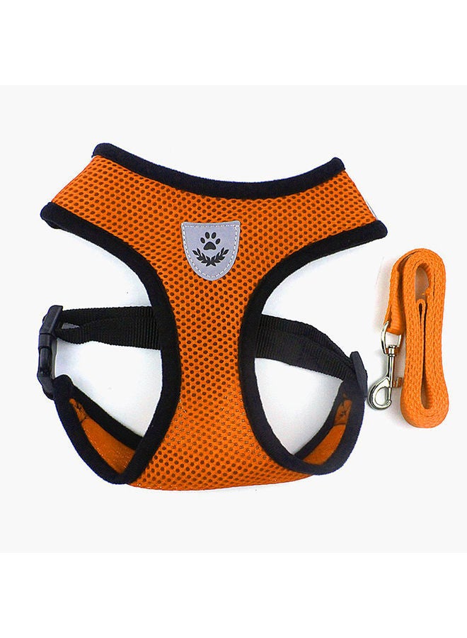 NIBEMINENT Adjustable Dog Harness With Leashes Orange/Black/Silver 48cm
