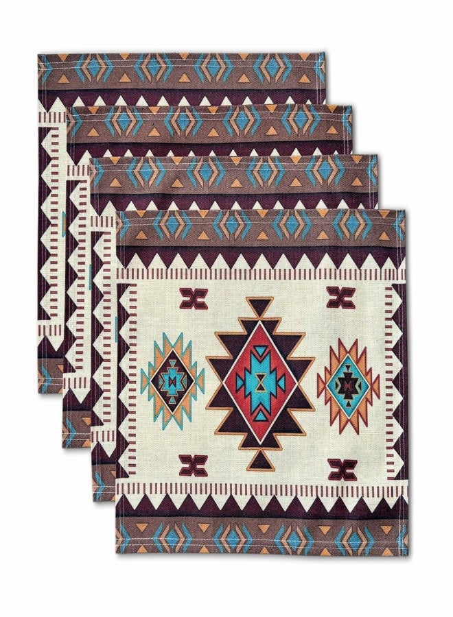EZ.enjoy Set of 4 Placemats Southwest Geometric Rectangle 18 X 13 Inch Table Setting Decor for Garden Farmhouse Wedding Party Holiday Dinner Home Decoration Everyday Cotton Linen - Image 1