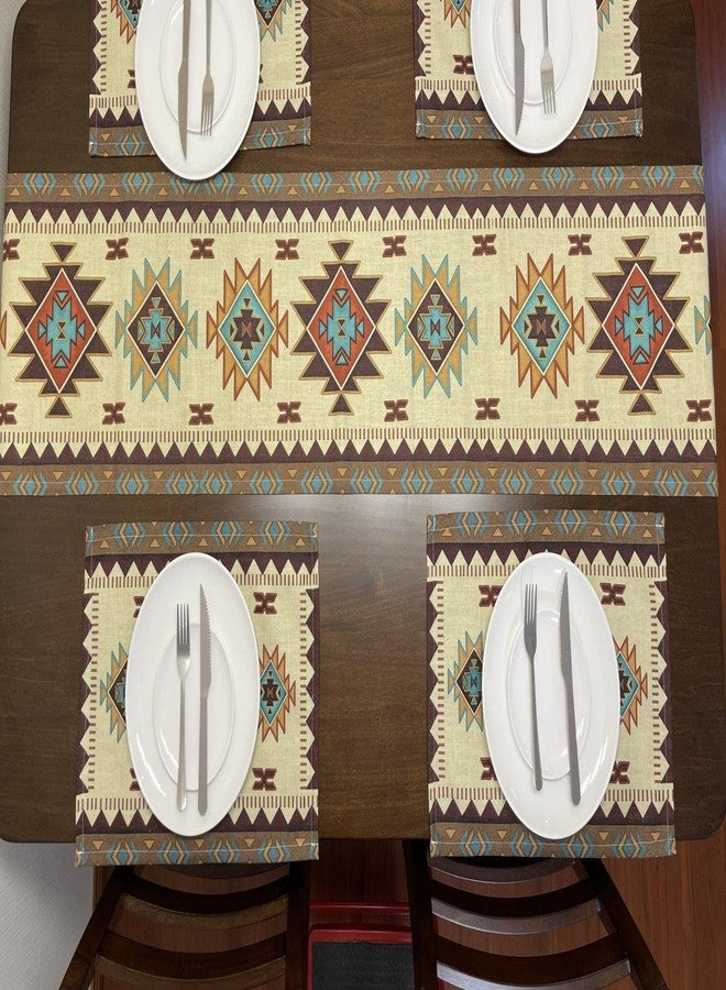 EZ.enjoy Set of 4 Placemats Southwest Geometric Rectangle 18 X 13 Inch Table Setting Decor for Garden Farmhouse Wedding Party Holiday Dinner Home Decoration Everyday Cotton Linen - Image 2
