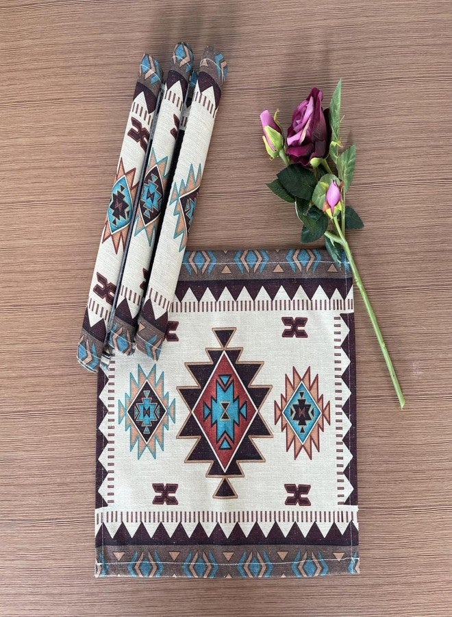 EZ.enjoy Set of 4 Placemats Southwest Geometric Rectangle 18 X 13 Inch Table Setting Decor for Garden Farmhouse Wedding Party Holiday Dinner Home Decoration Everyday Cotton Linen - Image 5