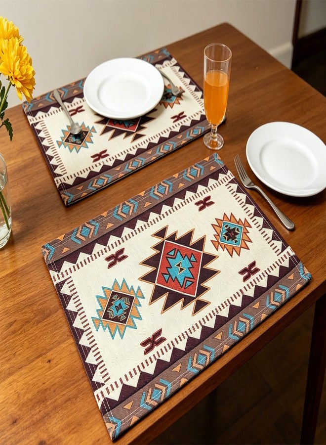 EZ.enjoy Set of 4 Placemats Southwest Geometric Rectangle 18 X 13 Inch Table Setting Decor for Garden Farmhouse Wedding Party Holiday Dinner Home Decoration Everyday Cotton Linen - Image 3