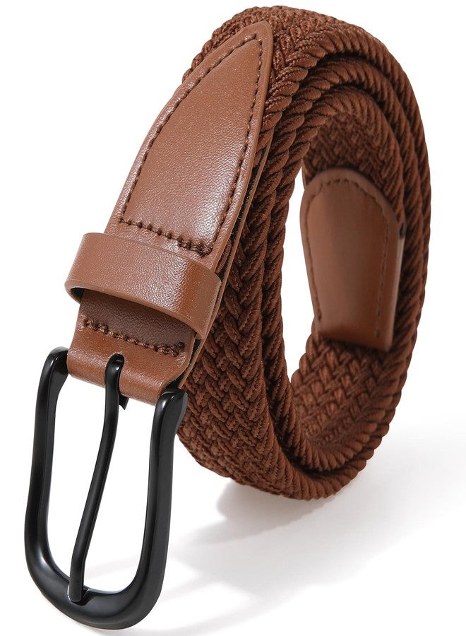 Kajeer Stretch Braided Boys Belt, Elastic Woven Kids Belt for Boys Girls for School Uniforms, Brown, S: Fits Waist 20"-26" - Image 1