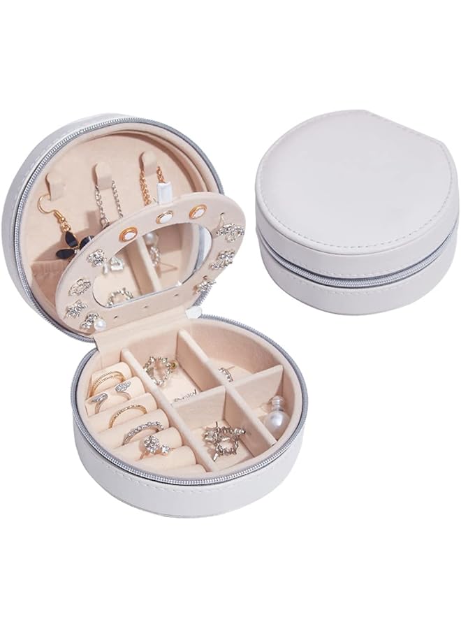 The Bros Necklace Ring Jewelry Box Earrings Stud Earrings Women's Fashion Portable Simple Storage Box Mini Travel Jewelry Bag (White) - Image 1