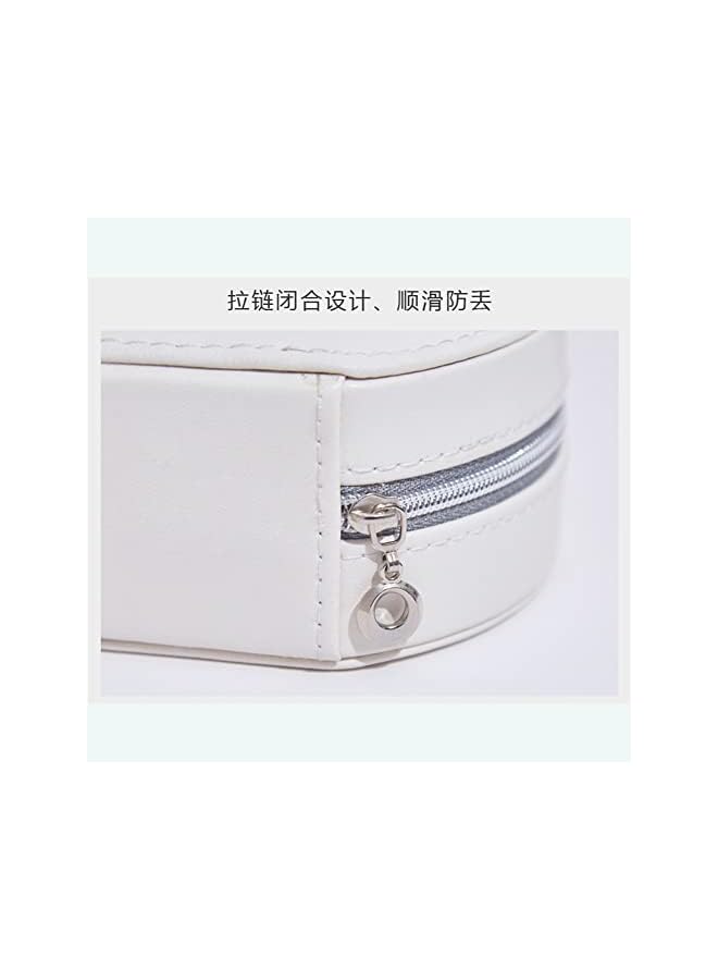 The Bros Necklace Ring Jewelry Box Earrings Stud Earrings Women's Fashion Portable Simple Storage Box Mini Travel Jewelry Bag (White) - Image 5