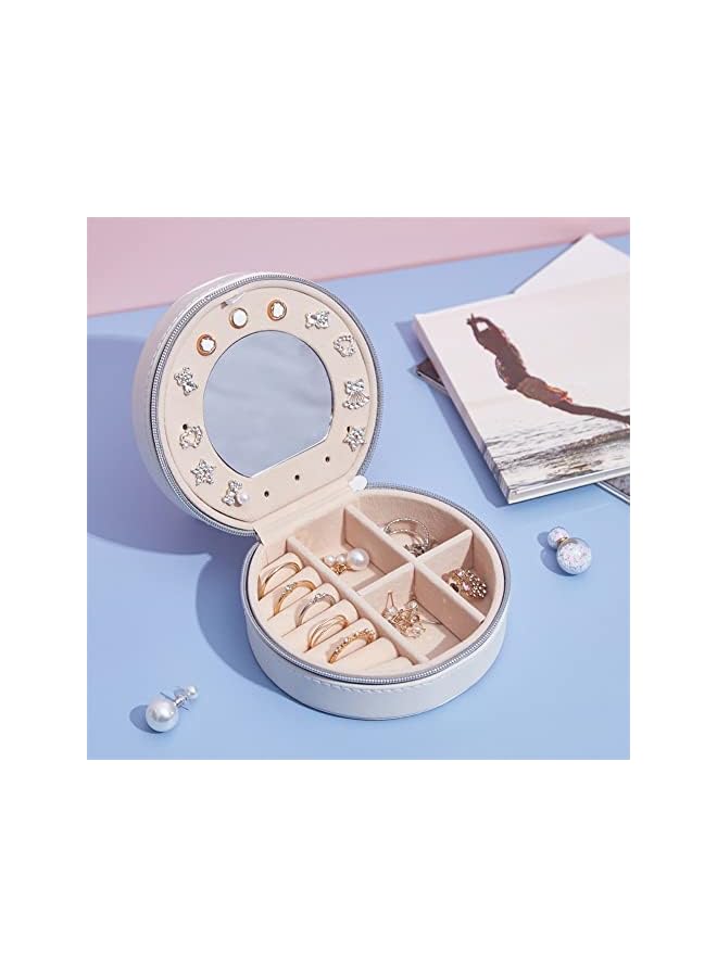 The Bros Necklace Ring Jewelry Box Earrings Stud Earrings Women's Fashion Portable Simple Storage Box Mini Travel Jewelry Bag (White) - Image 3