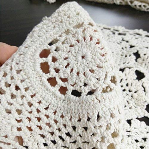 USTIDE Rustic Floral Table Runner 15.7""x27.5"" 2pc White Hand Crochet Table Placemats Lace Cotton Table Doilies Lace Table Runner for Party - Image 5