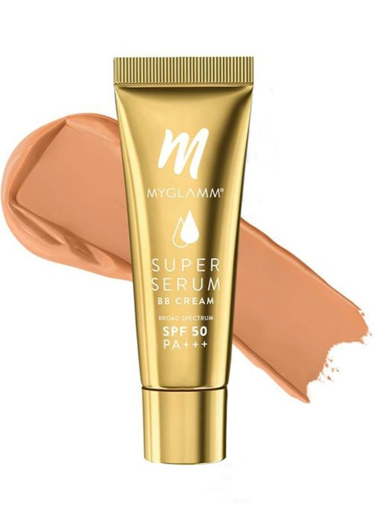 MyGlamm Super Serum BB Cream Almond 30gm BB Cream with SPF 50 and Hyaluronic Acid 24 Hr Long Lasting and Hydrating - Image 1