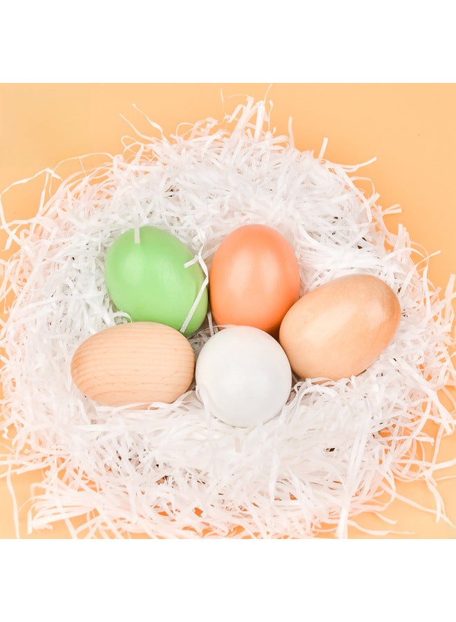 Wooden Easter Egg Models Children's DIY Coloring Graffiti Toy Simulation Chicken Egg Duck Egg Role Play Game Educational Toy-Color:Original Color Lotus Egg  - Image 2