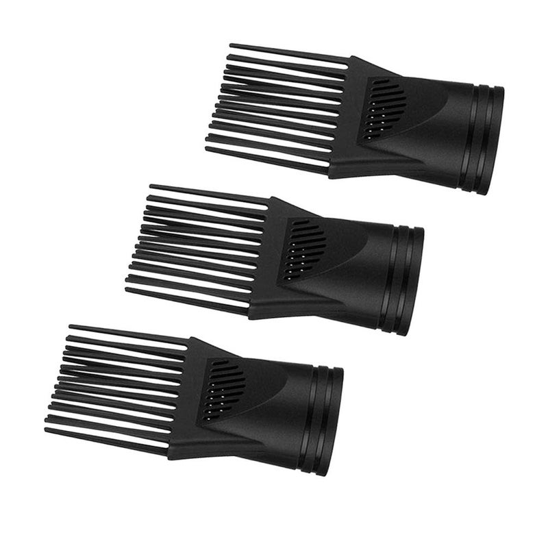 comfrt 3PCS/Set Hair Dryer Comb Attachment Professional Hair Dryer Comb Nozzle Hairdressing Styling Salon Tool for Barber Shop blow dryer attachment(Black) - Image 3