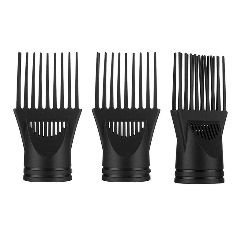 comfrt 3PCS/Set Hair Dryer Comb Attachment Professional Hair Dryer Comb Nozzle Hairdressing Styling Salon Tool for Barber Shop blow dryer attachment(Black) - Image 1
