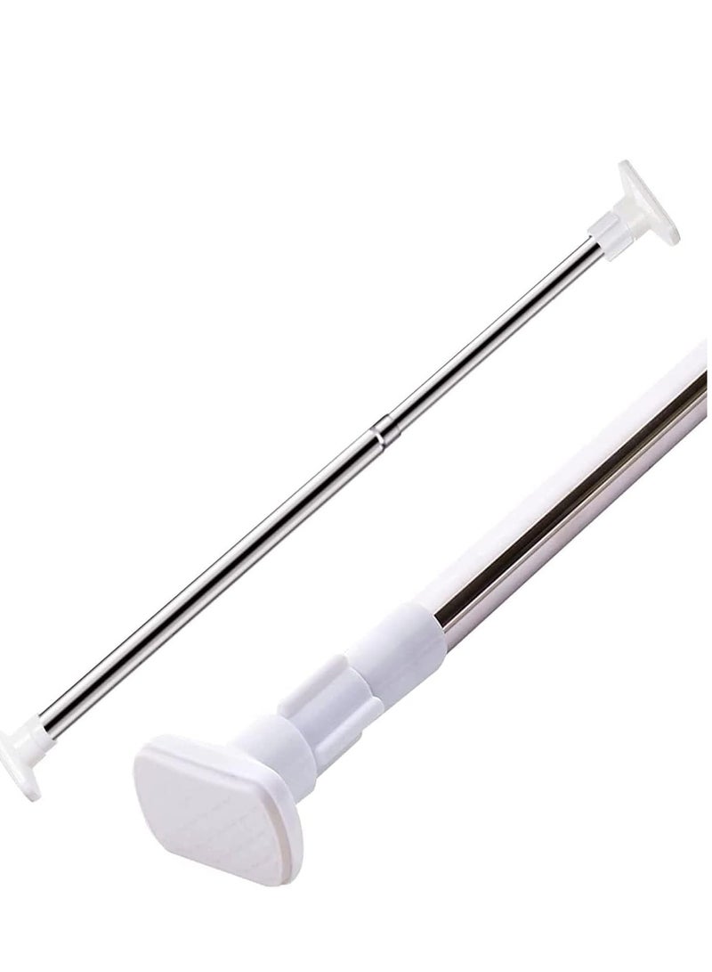 KASTWAVE Extendable Clothes Rail, 50-80cm Stainless Steel Extendable Clothes Rail Pole - Hanging Rails for Clothes, Wardrobe, Shower, Kitchen, Windows Adjustable Shower Curtain Pole, 22mm Diameter - Image 1