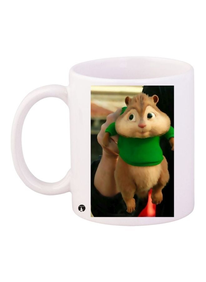 RYN Chipmunk Printed Coffee Mug White/Green/Brown 11ounce
