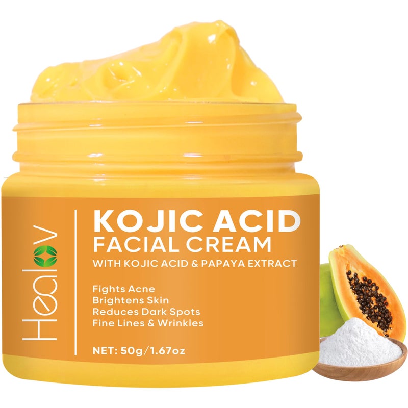 Healov Kojic Acid Cream â€“ Skin Brightening Cream for Age Spots, Hyperpigmentation, Intimate Areas â€“ Dark Spot Remover, Reduces Acne, Scars, and Evens Tone â€“ Kojic Acid Lotion for Brighter, Glowing Look - Image 1