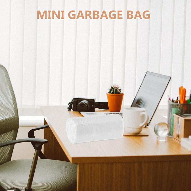 6 لفات من أكياس القمامة البيضاء الصغيرة القابلة للتخلص منها، مقاومة للتمزق، لسلال المهمات في المكتب والسيارة - Image 4