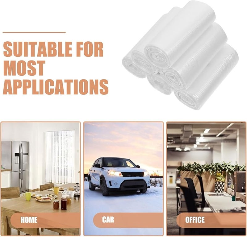 6 لفات من أكياس القمامة البيضاء الصغيرة القابلة للتخلص منها، مقاومة للتمزق، لسلال المهمات في المكتب والسيارة - Image 3