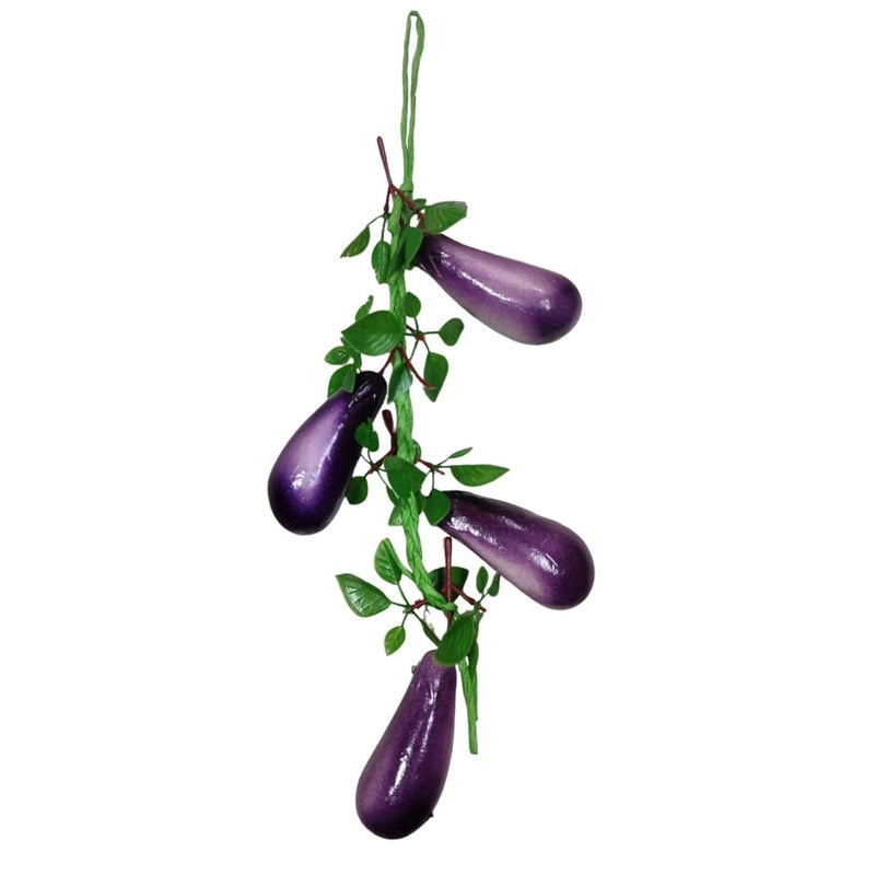 SINGAA Artificial Brinjal Vegetable Strings | Fruit Chain for Home, Office, Garden, Vegetable Shops, Wall Hanging, Fruit Shops, Reception, Photography and Events Decoration - 60 CM (Pack of 1) - Image 1