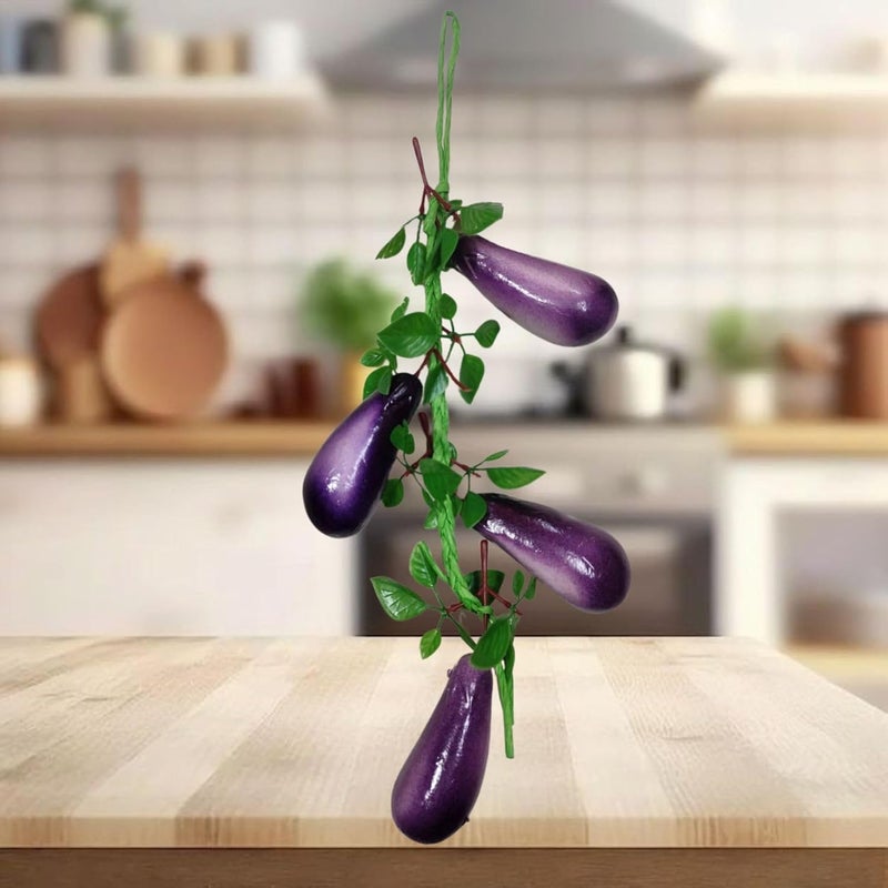 SINGAA Artificial Brinjal Vegetable Strings | Fruit Chain for Home, Office, Garden, Vegetable Shops, Wall Hanging, Fruit Shops, Reception, Photography and Events Decoration - 60 CM (Pack of 1) - Image 4