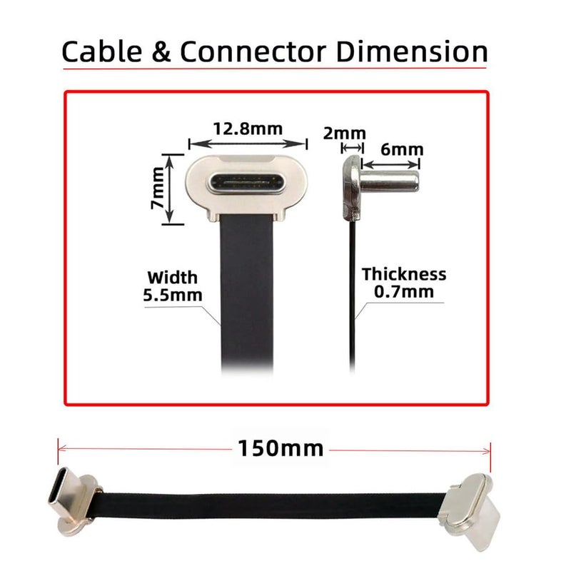 كابل شحن سريع قصير من xiwai بزاوية USB-C ذكر إلى ذكر، مسطح فائق النحافة، كابل بيانات USB2.0 بقدرة 65 واط لأجهزة الكمبيوتر المحمول والتابلت، 5.9 بوصة/15 سم أسود - Image 4