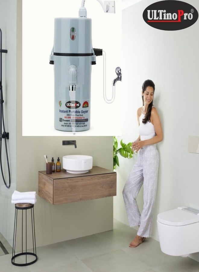 UltinoPro Portable Geyser for Home, Bathroom, Kitchen, Clinic, Salon, etc Hot water in 6sec (Grey) - Image 2