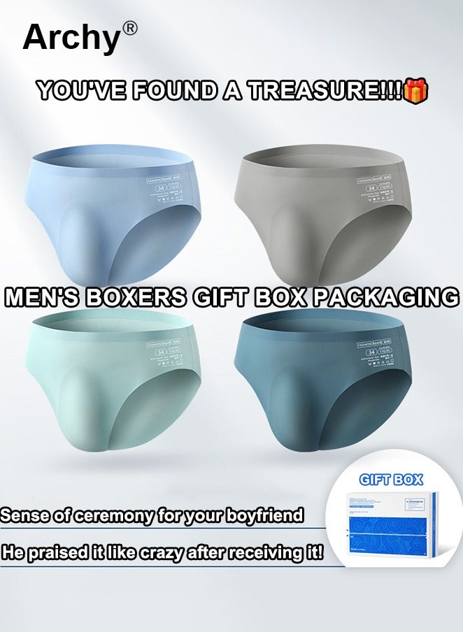 Archy 4-Pcs Ice Silk Men's Briefs Summer Seamless Briefs Men's Cold Breathable Mid-Waist One-Piece Briefs Men's Briefs - Image 1