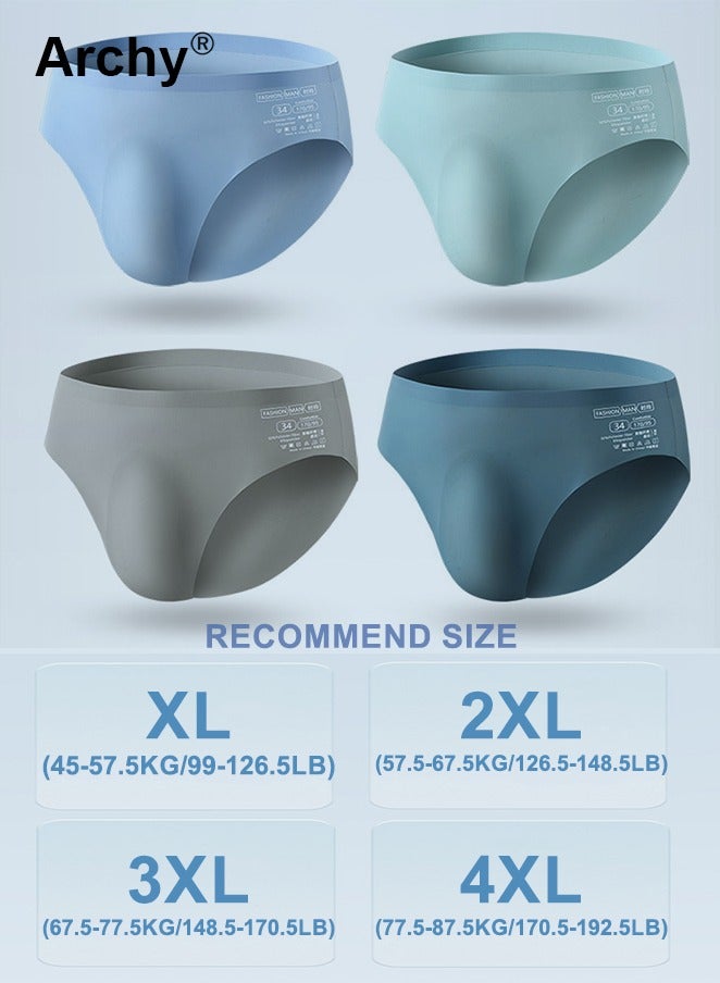 Archy 4-Pcs Ice Silk Men's Briefs Summer Seamless Briefs Men's Cold Breathable Mid-Waist One-Piece Briefs Men's Briefs - Image 3