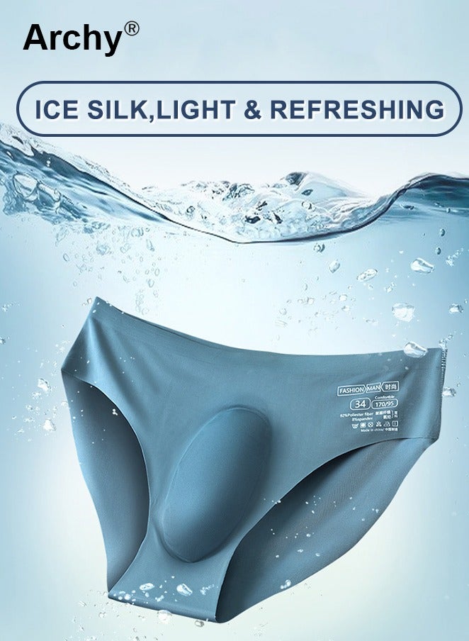 Archy 4-Pcs Ice Silk Men's Briefs Summer Seamless Briefs Men's Cold Breathable Mid-Waist One-Piece Briefs Men's Briefs - Image 4