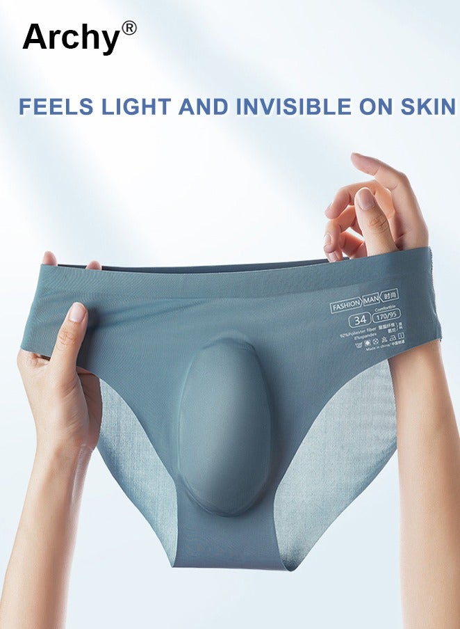 Archy 4-Pcs Ice Silk Men's Briefs Summer Seamless Briefs Men's Cold Breathable Mid-Waist One-Piece Briefs Men's Briefs - Image 2