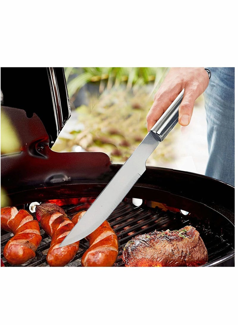 Y&D Stainless Steel BBQ Grill Tool Kit 5 PCS Set: Tong Meat Fork Basting Brush Spatula Knife Carrying Bag for Picnic Camping Barbeque Cooking Grilling - Image 4