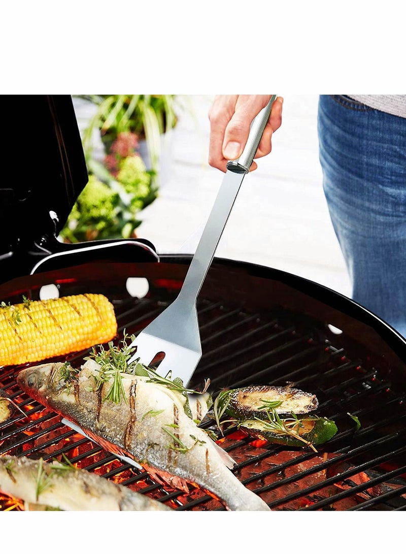 Y&D Stainless Steel BBQ Grill Tool Kit 5 PCS Set: Tong Meat Fork Basting Brush Spatula Knife Carrying Bag for Picnic Camping Barbeque Cooking Grilling - Image 5