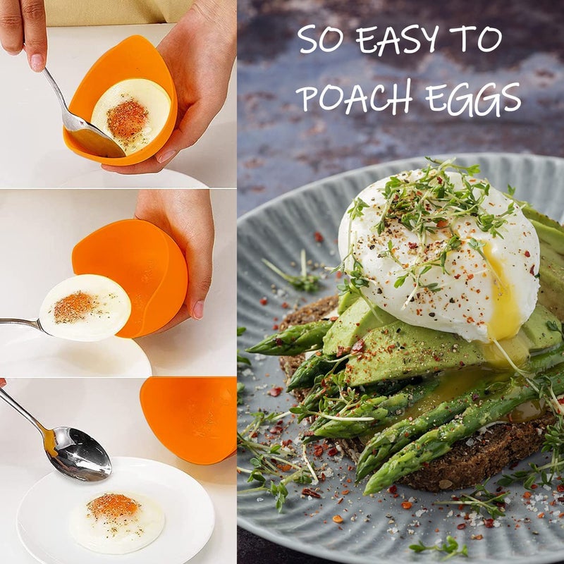 P-Plus International Silicone Egg Poaching Cups Microwave Egg Poacher Cups Silicone Poached Egg Cooker 4Cups - Image 4