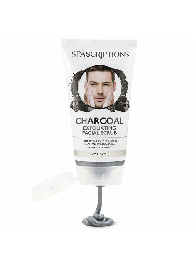 Spascriptions Charcoal Facial Cleanser Exfoliating Facial Scrub Face Wash with Natural Exfoliant- 5 Oz - Image 2