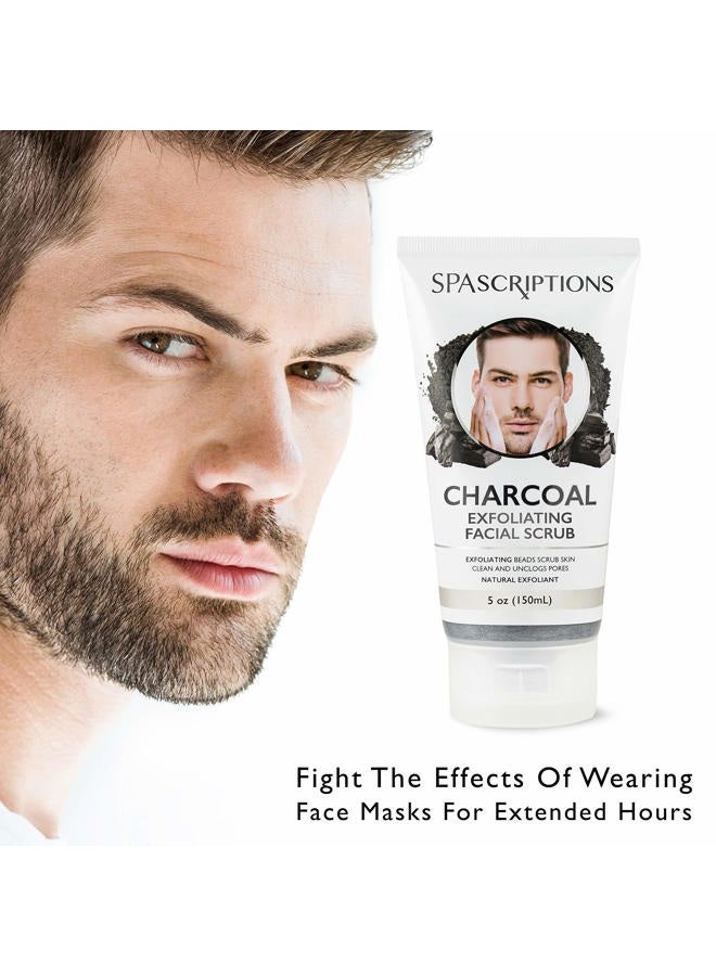 Spascriptions Charcoal Facial Cleanser Exfoliating Facial Scrub Face Wash with Natural Exfoliant- 5 Oz - Image 5