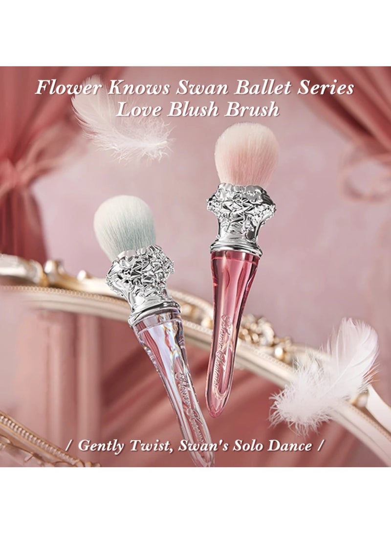Flower Knows - Swan Ballet Series Love Fluffy Practical Brush 2 Types Highlighter Bronzer Contour Soft Makeup Brush (Silver/Clear) - Image 1