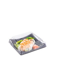 Restaurantware Restaurantware-Roku 7.25 Inch Sushi Trays, 100 Disposable Sushi Containers With Lids - Square, Take Out Containers For Appetizers, Entrees, or Desserts, Black Plastic To Go Containers,  - Image 2