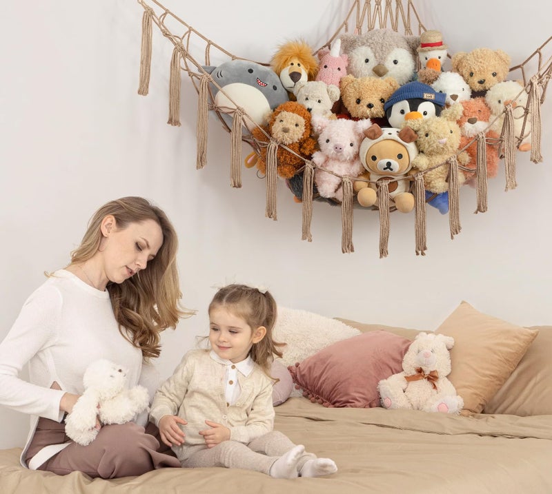 mirolam Stuffed Animal Storage Hammock or Net Corner - Large Toy Hammock Net for Stuffed Animals Room Decor - Cute Stuff Animal Organizer Plush Holder - Kids Baby Nursery Essentials Wall Bedroom Home Decor - Image 4