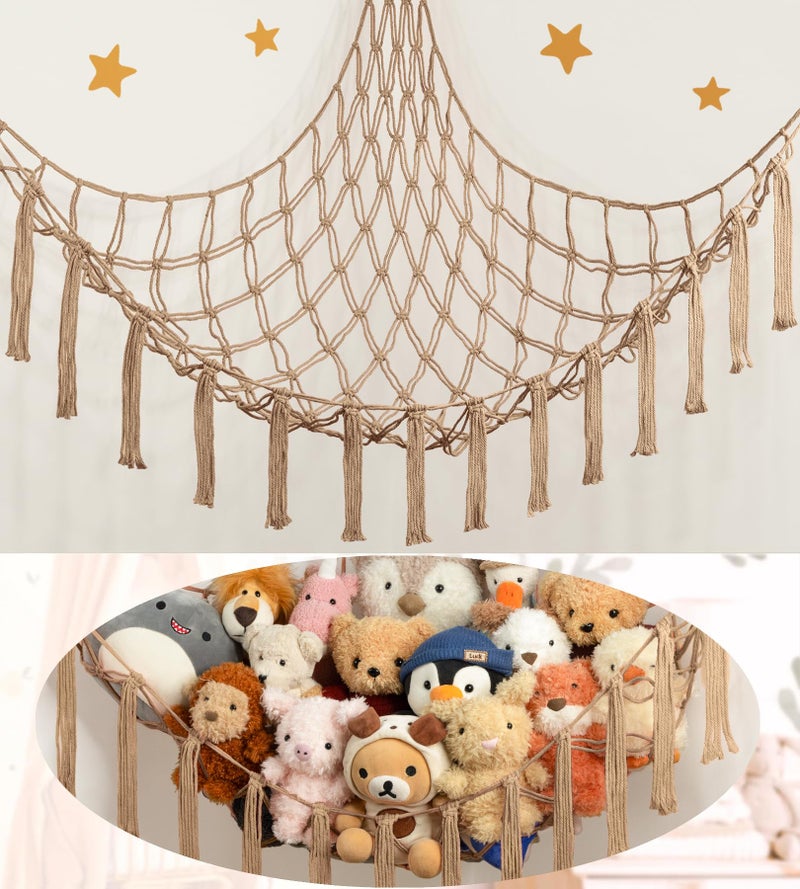 mirolam Stuffed Animal Storage Hammock or Net Corner - Large Toy Hammock Net for Stuffed Animals Room Decor - Cute Stuff Animal Organizer Plush Holder - Kids Baby Nursery Essentials Wall Bedroom Home Decor - Image 1