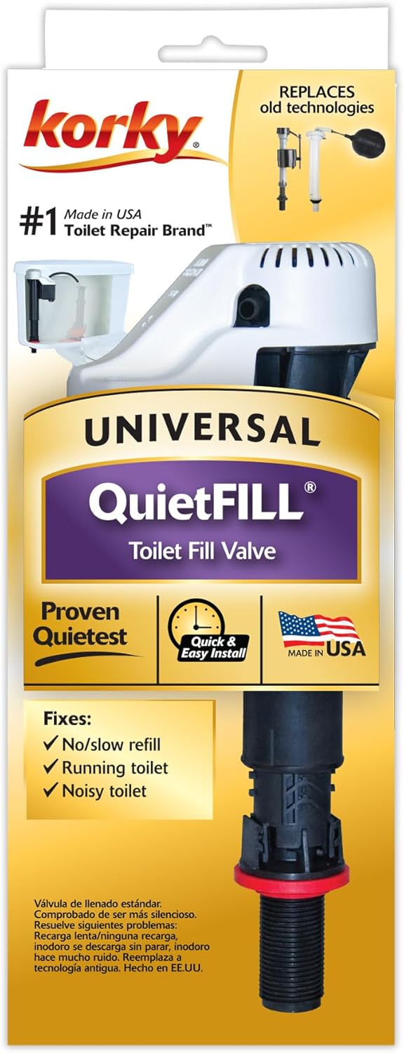 Korky Korky QuietFILL Toilet Fill Valve  Universal Fits 99 of Toilets  Easy Height Adjust for Fast Install 528  - Image 2