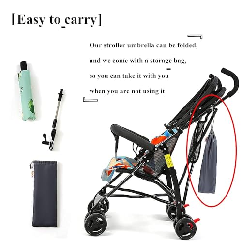 Nakazawa Universal Baby Parasol, Baby Stroller Sun Shade Sun Protection Sun Shade for Strollers, Waterproof Umbrella for Trolley Bike Wheelchair Buggy Fishing, Bicycle Umbrella with Holder Clip Clamp（Dark blue） - Image 5