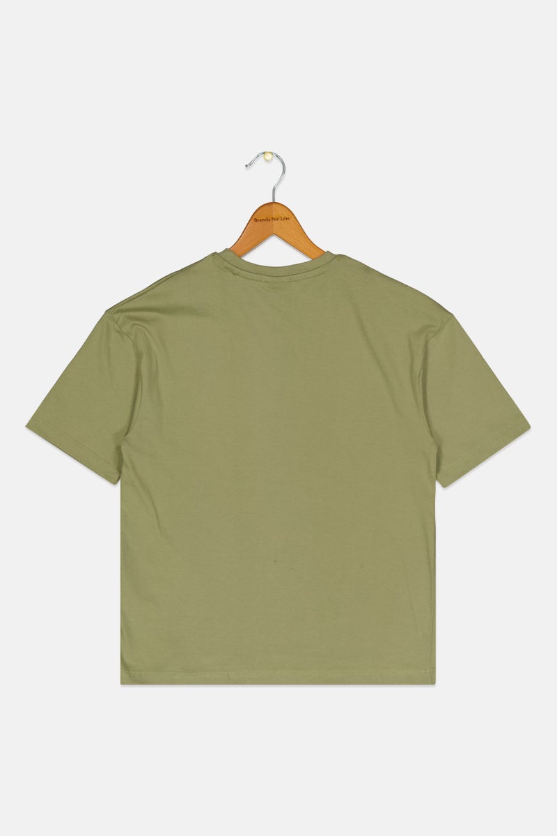 Peanuts Kids Boy Crew Neck Short Sleeves Graphic Print T-Shirt, Olive - Image 2