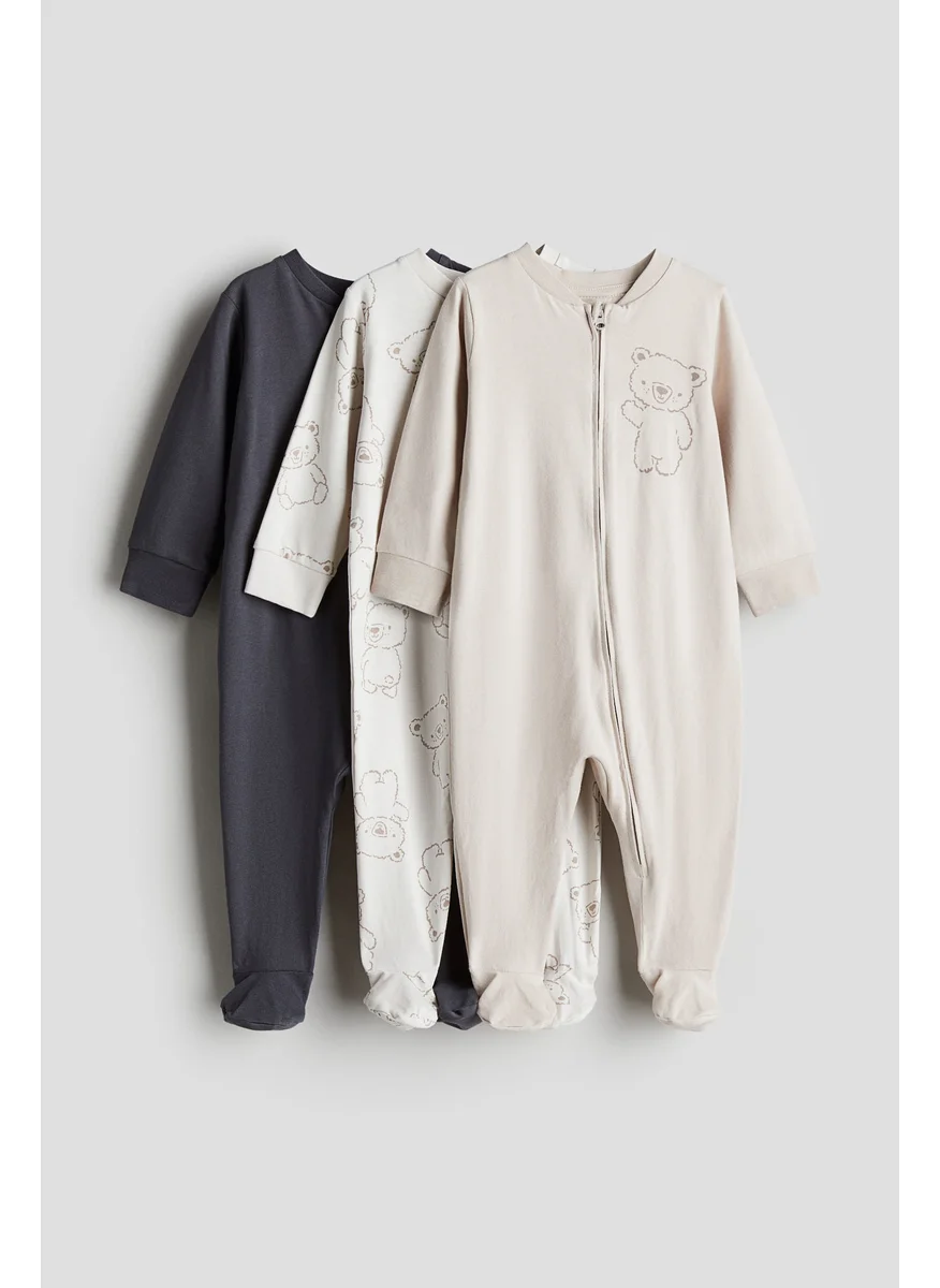 H&M 3-Pack Zip-Up Sleepsuits