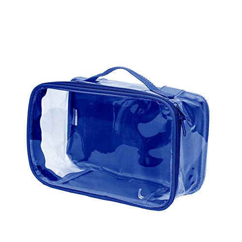 EzPacking Small Clear Travel Packing Cube/See Through PVC Plastic Pouch for Carry On Suitcase, Backpack or Diaper Bag/Transparent Multipurpose Accessories, Makeup & Underwear Organizer (Royal Blue) - Image 1