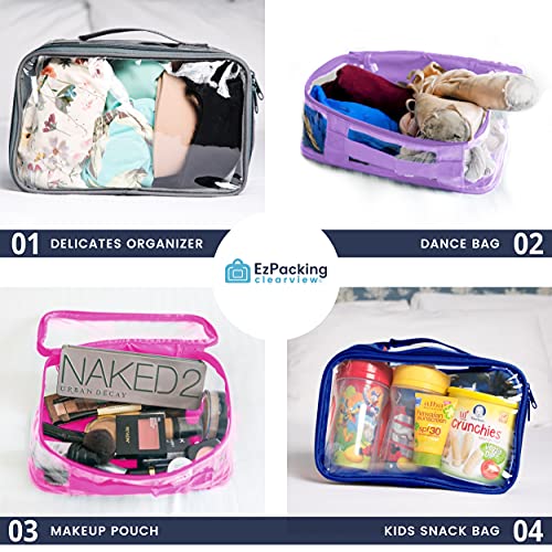 EzPacking Small Clear Travel Packing Cube/See Through PVC Plastic Pouch for Carry On Suitcase, Backpack or Diaper Bag/Transparent Multipurpose Accessories, Makeup & Underwear Organizer (Royal Blue) - Image 5