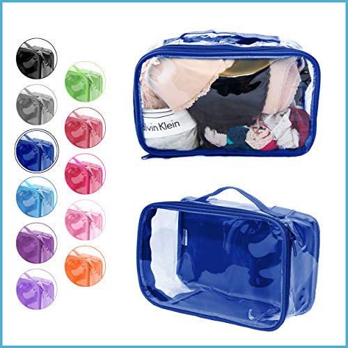 EzPacking Small Clear Travel Packing Cube/See Through PVC Plastic Pouch for Carry On Suitcase, Backpack or Diaper Bag/Transparent Multipurpose Accessories, Makeup & Underwear Organizer (Royal Blue) - Image 2