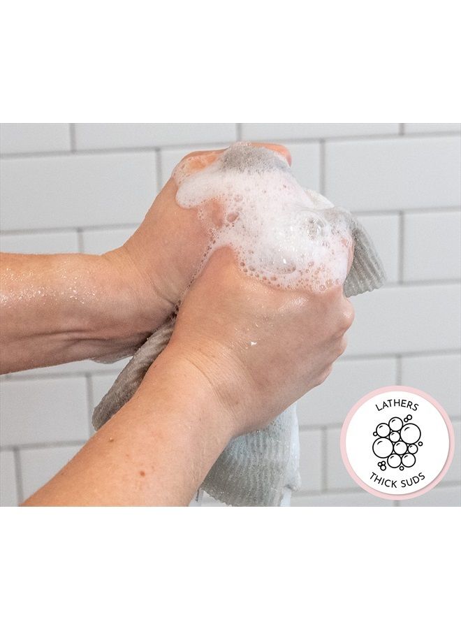 S&T INC. S&T INC Exfoliating Body Scrubber, Back Scrubber for Shower and Exfoliating Cloth, 11.8 Inch x 35.4 Inch, Grey, 3 Pack - Image 2