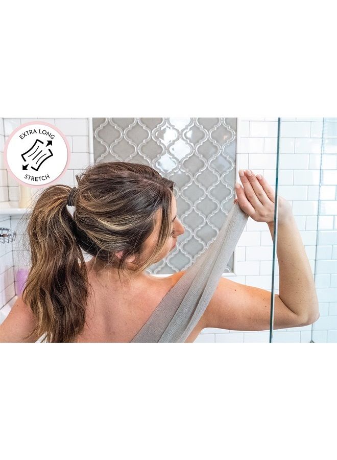 S&T INC. S&T INC Exfoliating Body Scrubber, Back Scrubber for Shower and Exfoliating Cloth, 11.8 Inch x 35.4 Inch, Grey, 3 Pack - Image 1