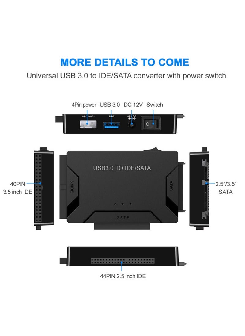Youque USB 3.0 to SATA IDE Hard Drive Reader/Adapter, Hard Drive Adapter Cable Converter for Universal 2.5/3.5 Inch SATA and IDE HDD, 2.5 Inch SSD, 5.25-Inch DVD-ROM/CD-ROM/CD-RW/DVD-RW/DVD+RW  - Image 4