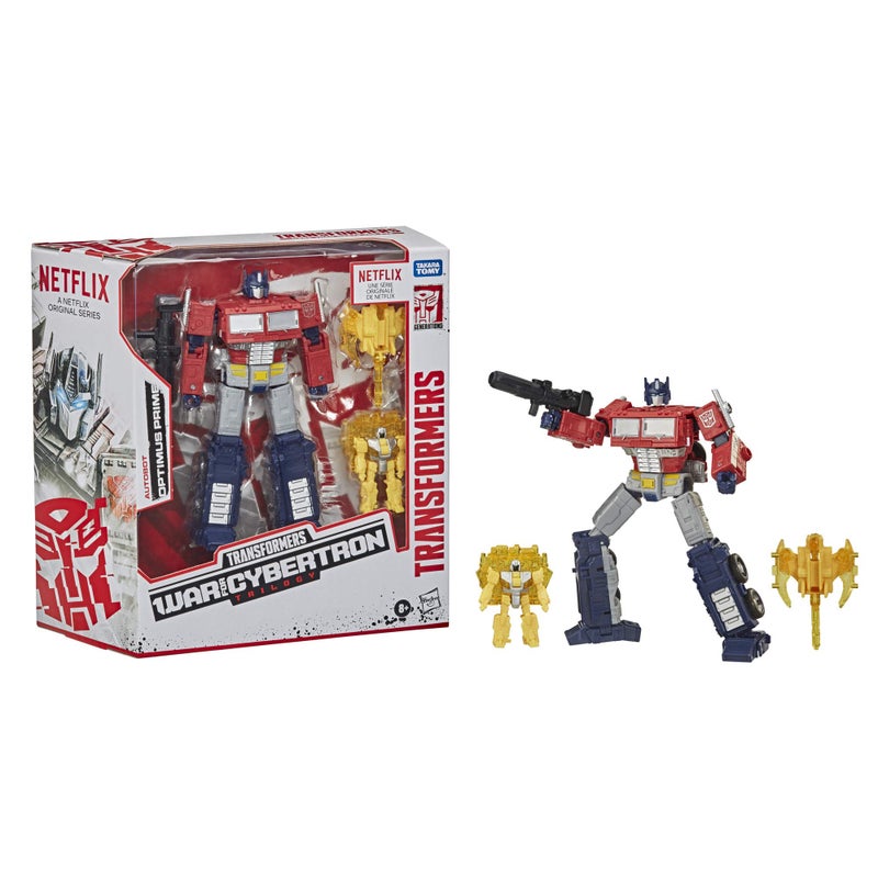 Transformers Netflix War for Cybertron Trilogy Voyager Class Optimus Prime Battle 3-Pack with Enerax and Sheeldron - Image 4