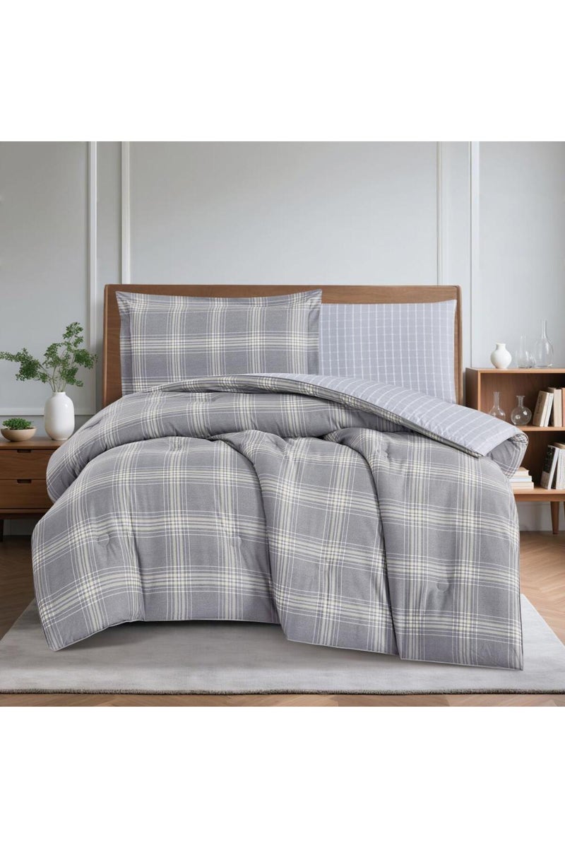 ميلين طقم مفرش سرير صيفي مفرد ونص قطن 100% - 4 قطع – يناسب سرير بمقاس 200x120 - نولين -رمادي - رصاصي - Image 3